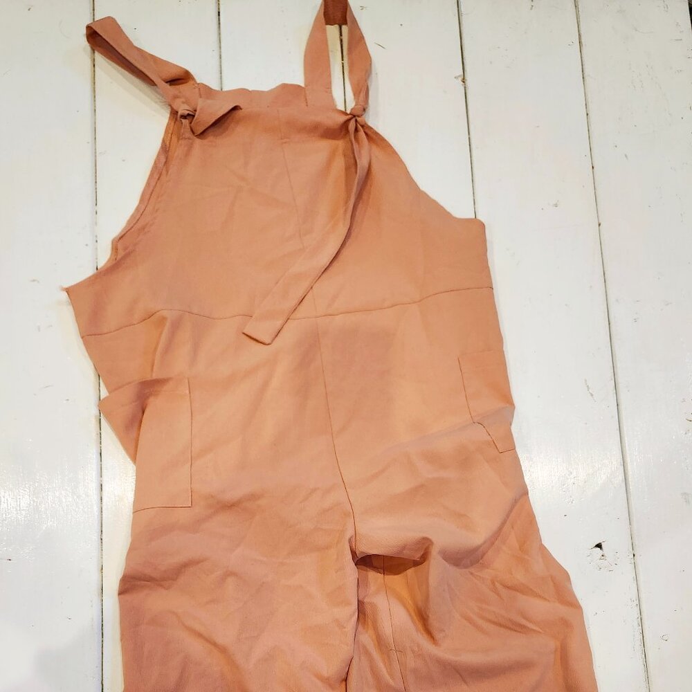 SHEIN Coral Tie Strap Jumpsuit Overalls Women's Size M